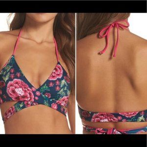 Leith Navy Stamped Floral Bathing Suit